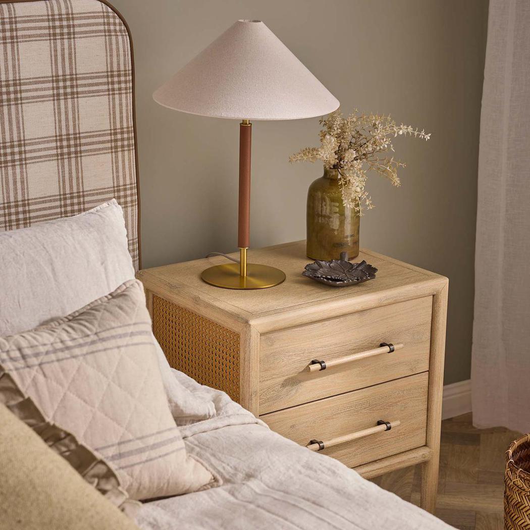 Bayview Bedside 2 Drawer Natural Whitewash