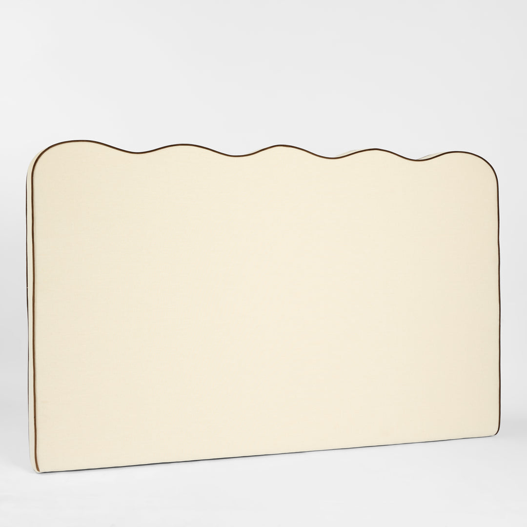 Avoca Bedhead King Ivory with Chocolate Piping