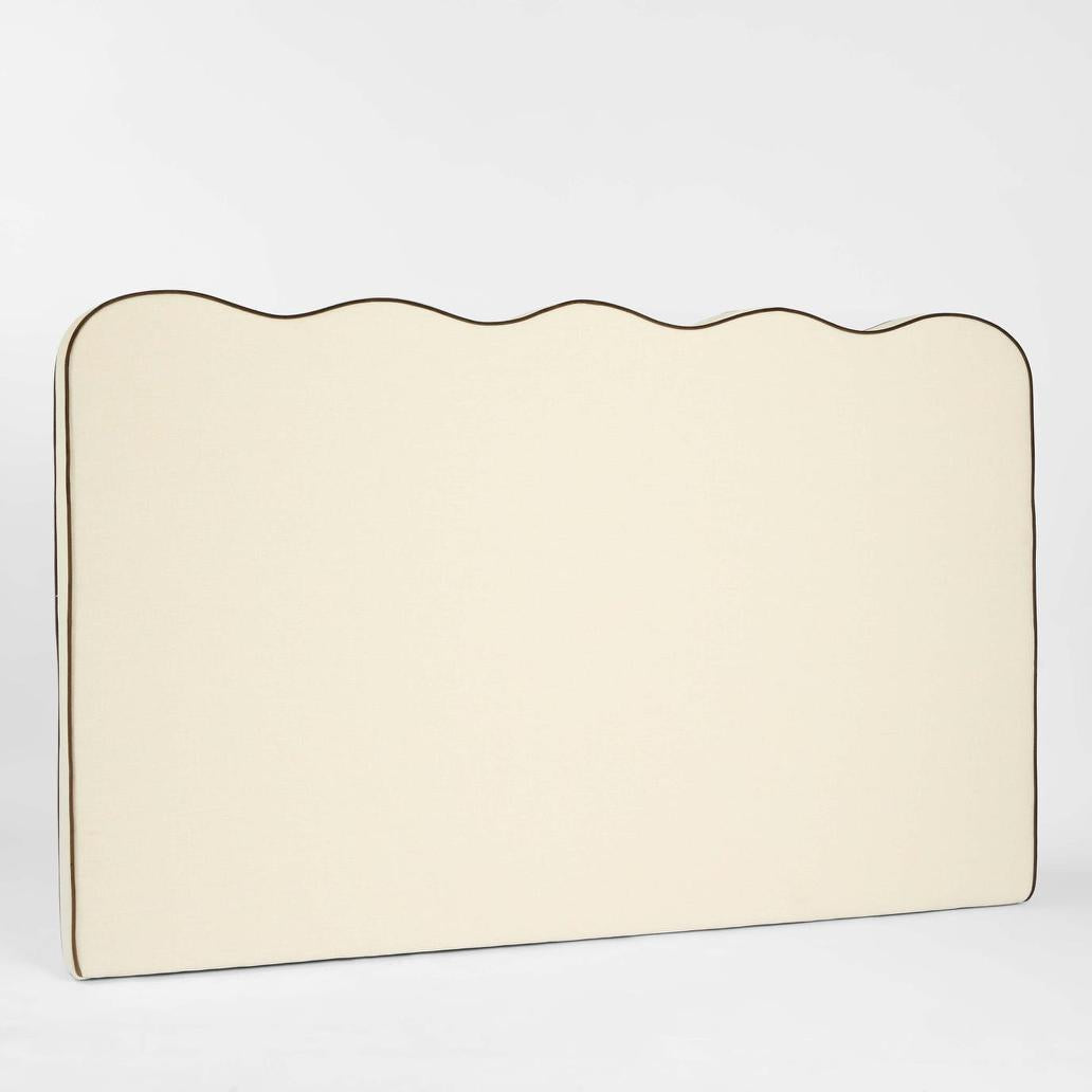 Avoca Bedhead King Ivory with Chocolate Piping