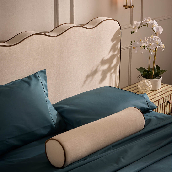 Avoca Bedhead King Ivory with Chocolate Piping