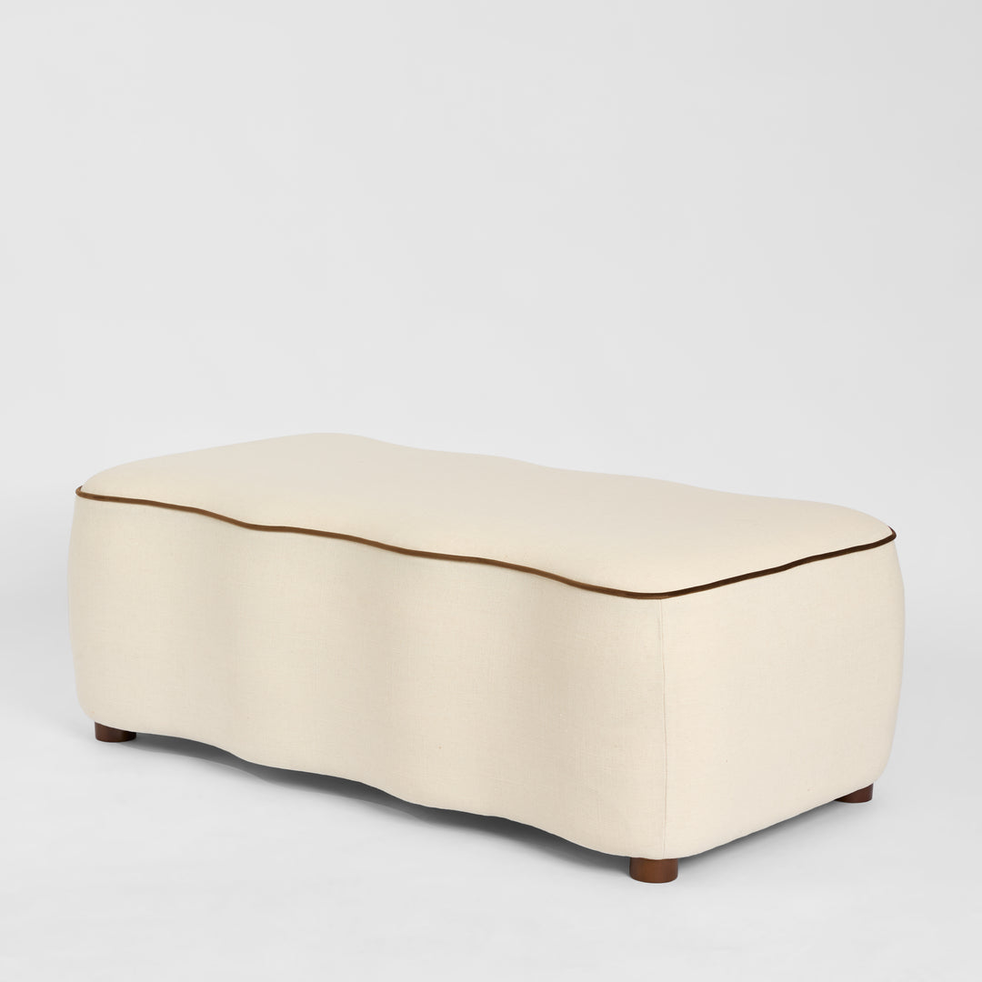 Avoca Ottoman Ivory with Chocolate Piping