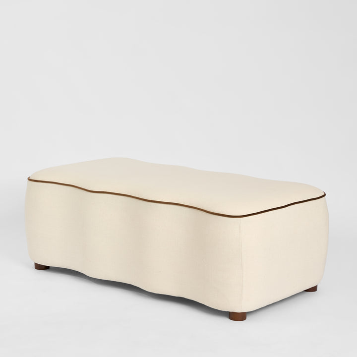 Avoca Ottoman Ivory with Chocolate Piping