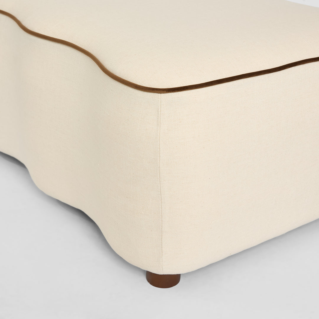Avoca Ottoman Ivory with Chocolate Piping
