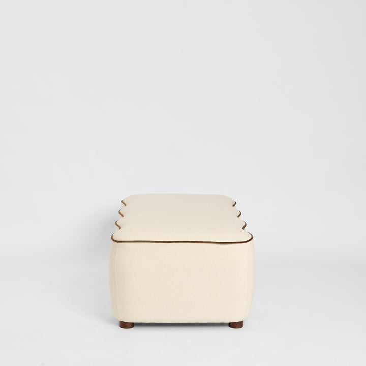 Avoca Ottoman Ivory with Chocolate Piping