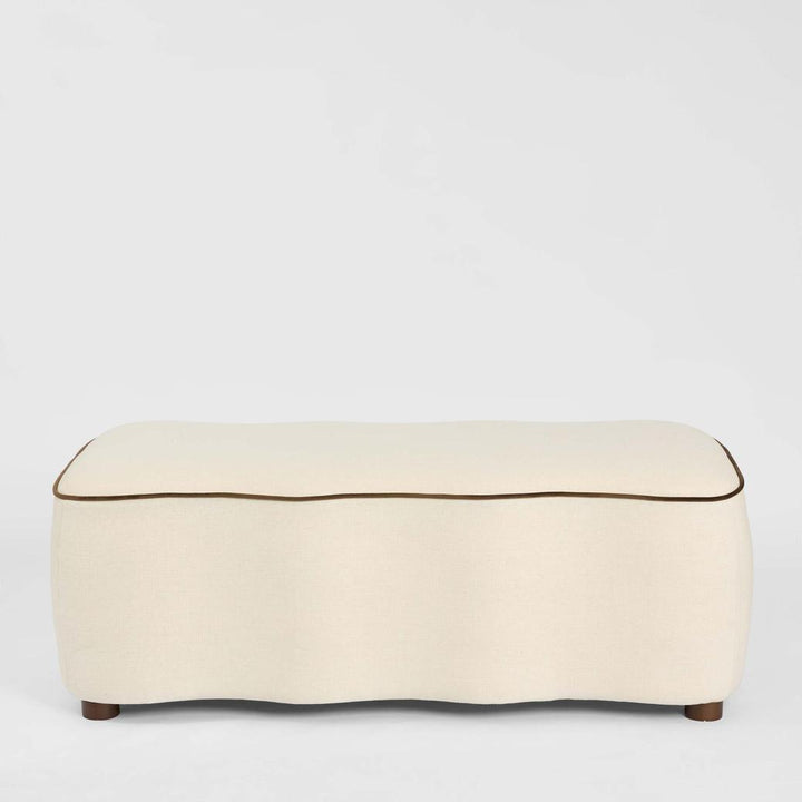 Avoca Ottoman Ivory with Chocolate Piping