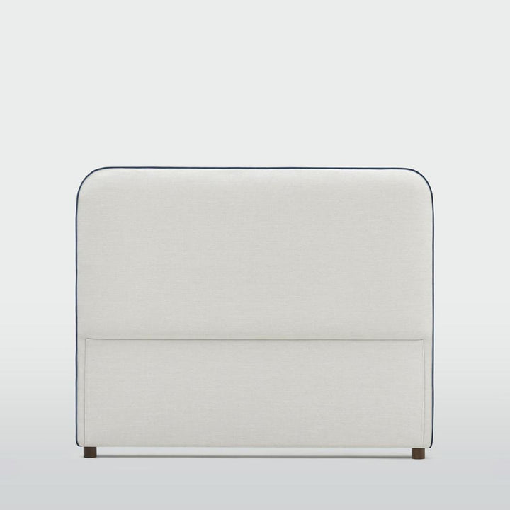 Brighton Bedhead Queen Ivory with Blue piping