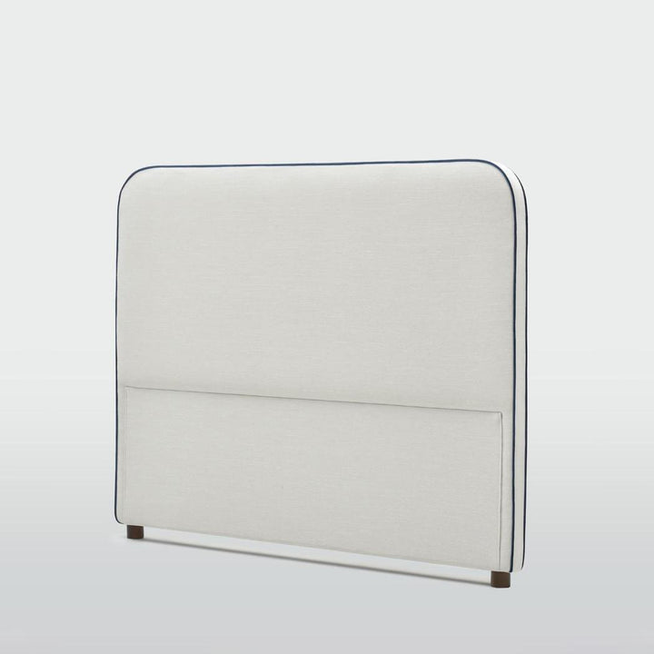 Brighton Bedhead Queen Ivory with Blue piping