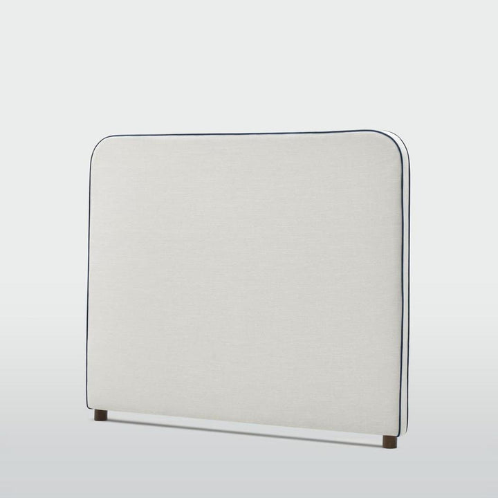 Brighton Bedhead Queen Ivory with Blue piping