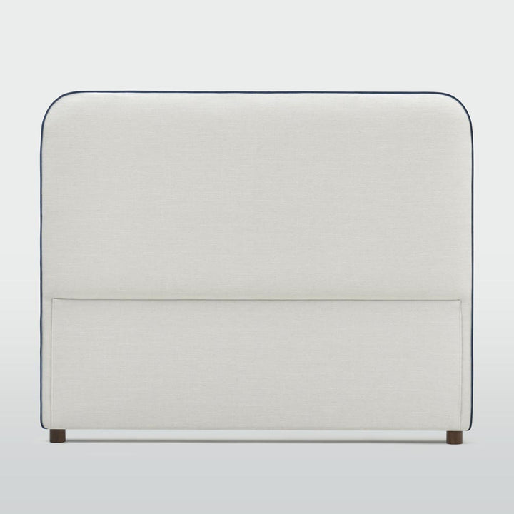 Brighton Bedhead King Ivory with Blue piping