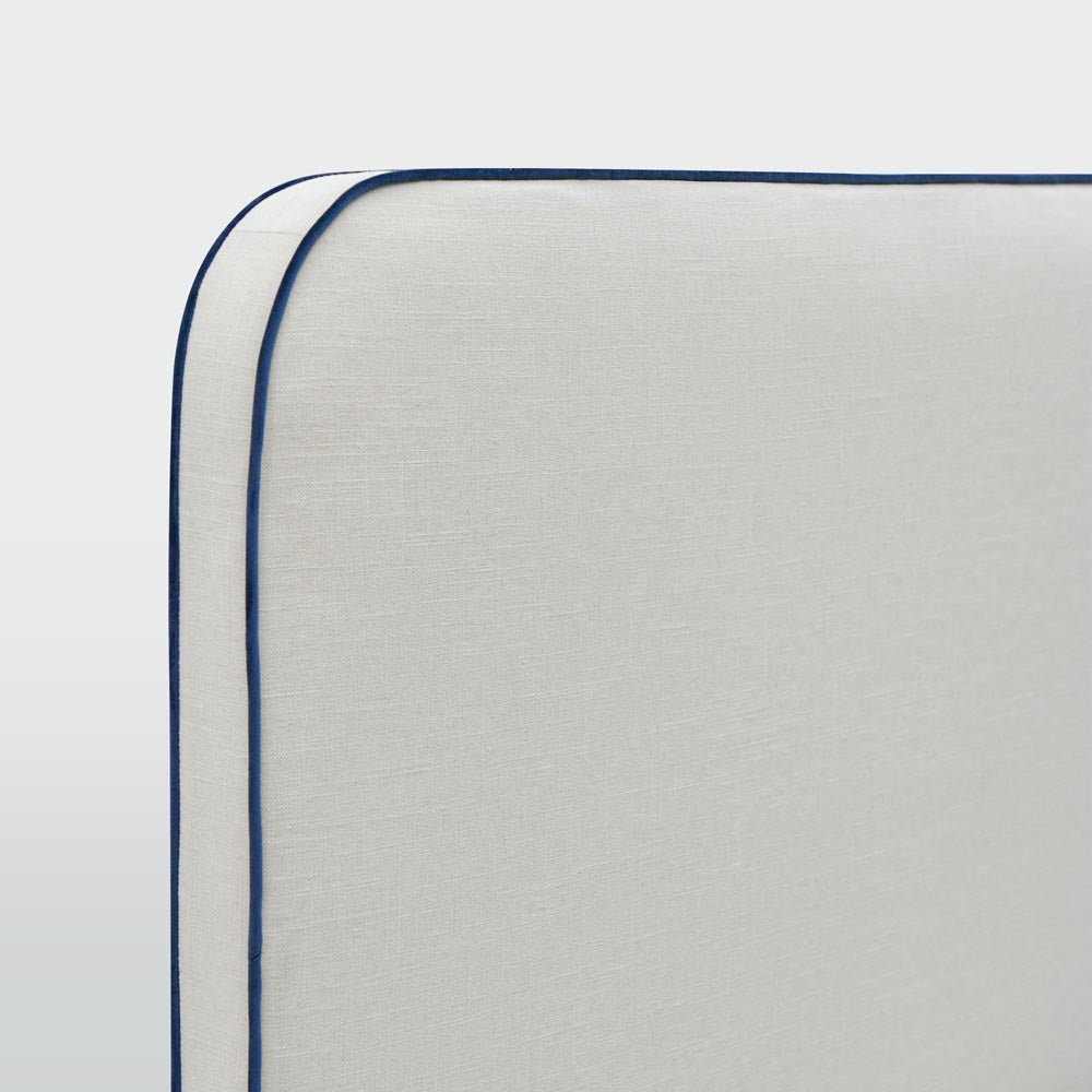 Brighton Bedhead King Ivory with Blue piping