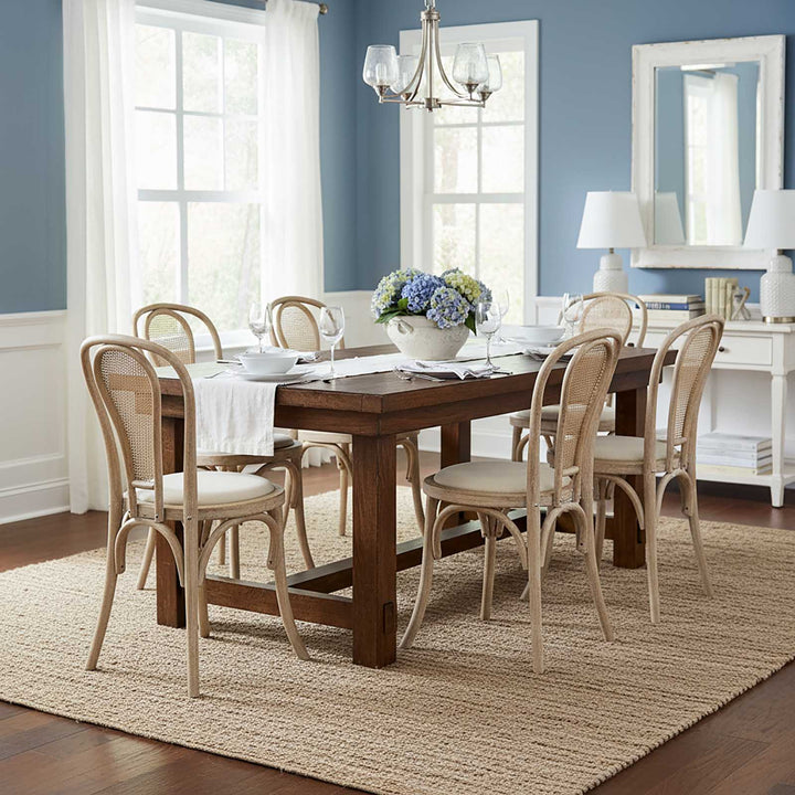 Round Rattan Back Dining Chair Natural