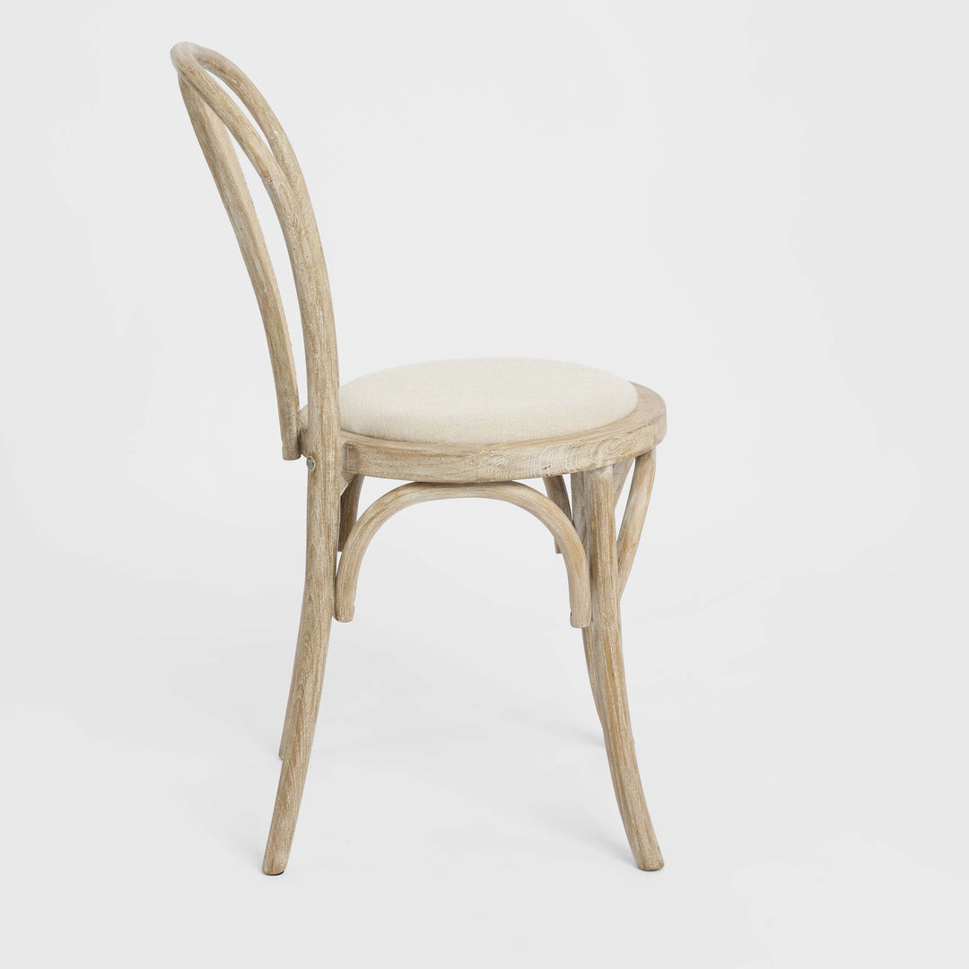 Round Rattan Back Dining Chair Natural