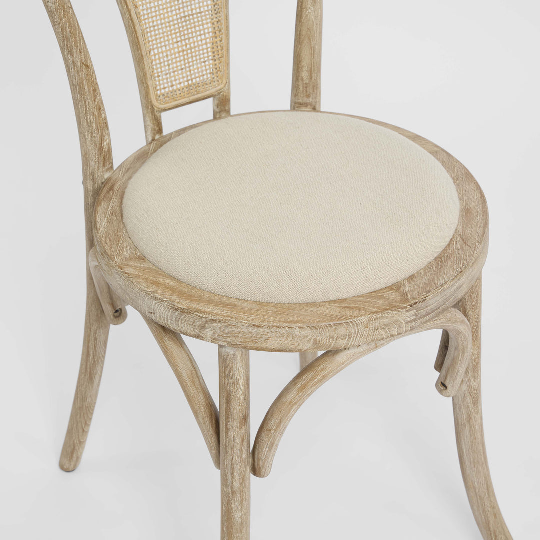 Round Rattan Back Dining Chair Natural