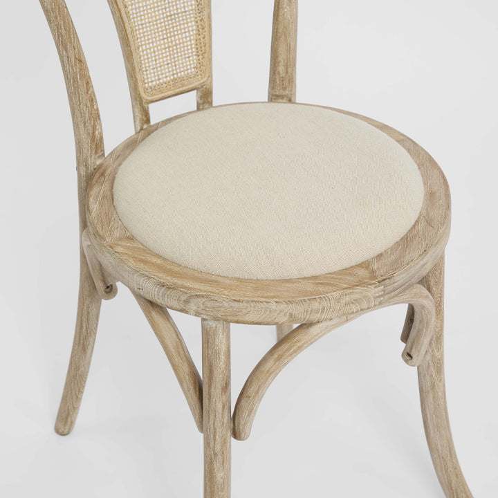 Round Rattan Back Dining Chair Natural
