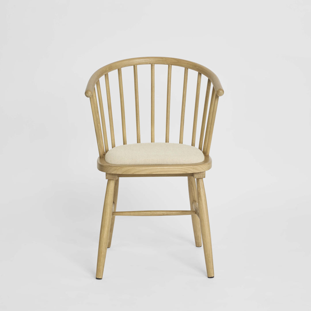 Round Curved Strip Back Dining Chair Natural