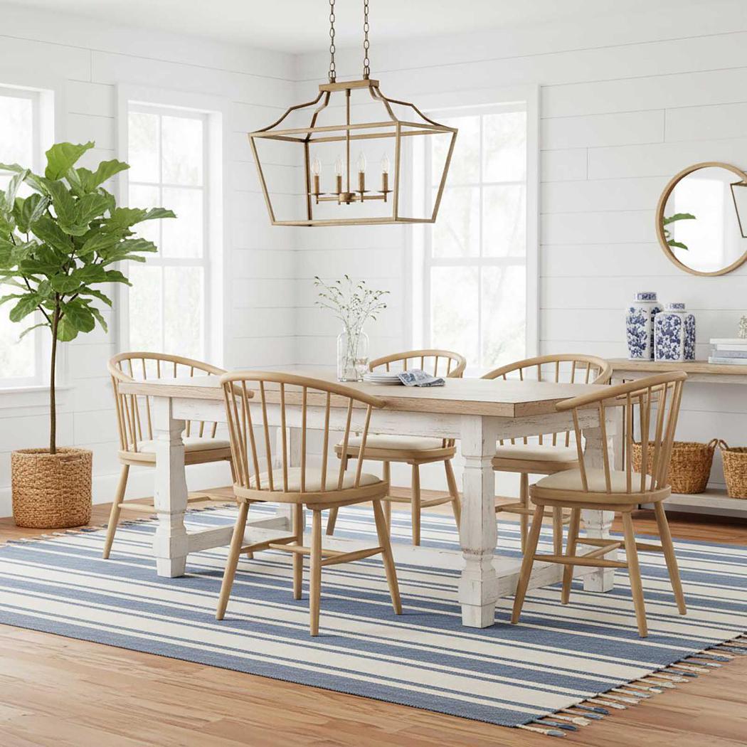 Round Curved Strip Back Dining Chair Natural