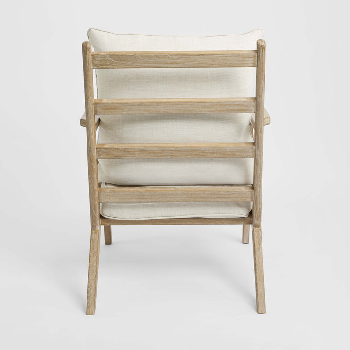 Ashwood Timber Armchair with natural cushions linen blend