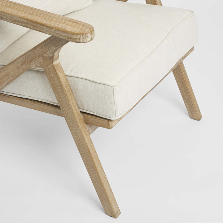 Ashwood Timber Armchair with natural cushions linen blend