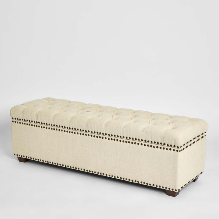 Queenscliff Tufted Storage Ottoman Beige