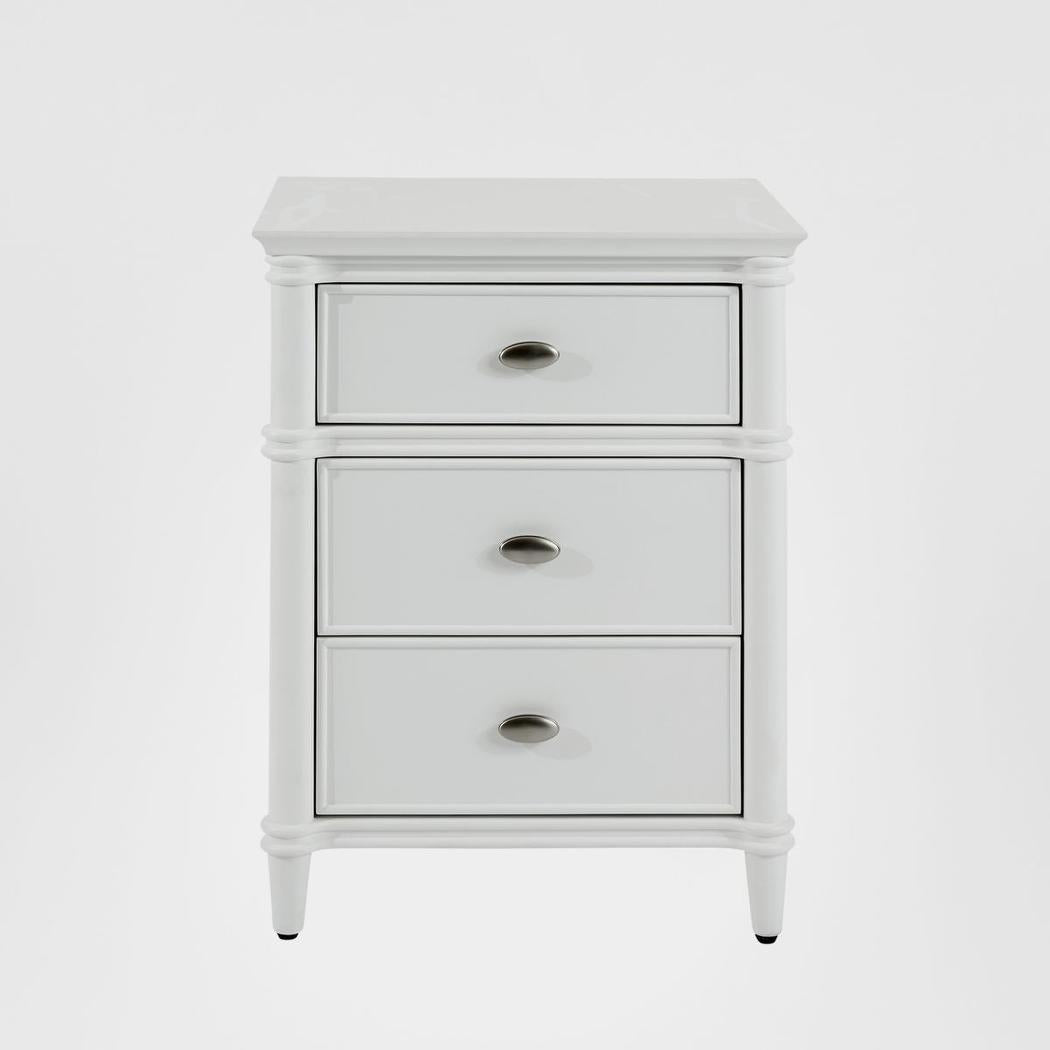 Dakota Bedside Table 3 Drawer White