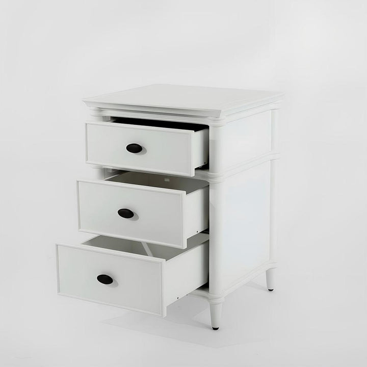 Dakota Bedside Table 3 Drawer White