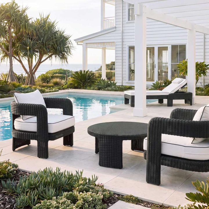 Cassius Outdoor Round Coffee Table Black