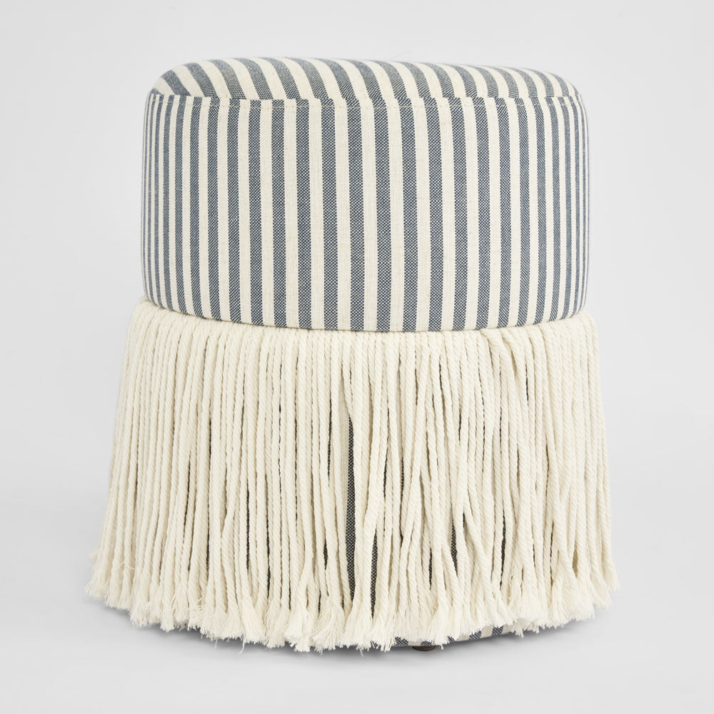 Regatta Fringe Ottoman Blue Stripe