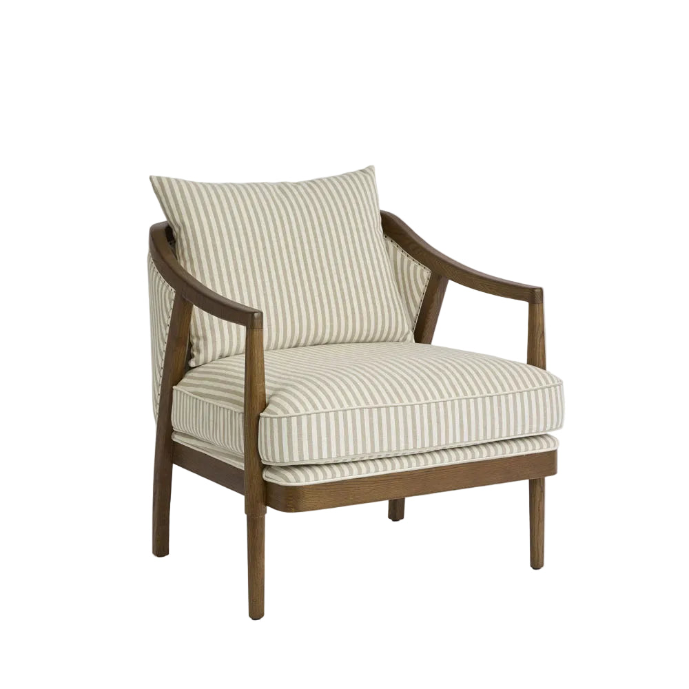 Asteria Armchair Darkwood & Beige Stripe
