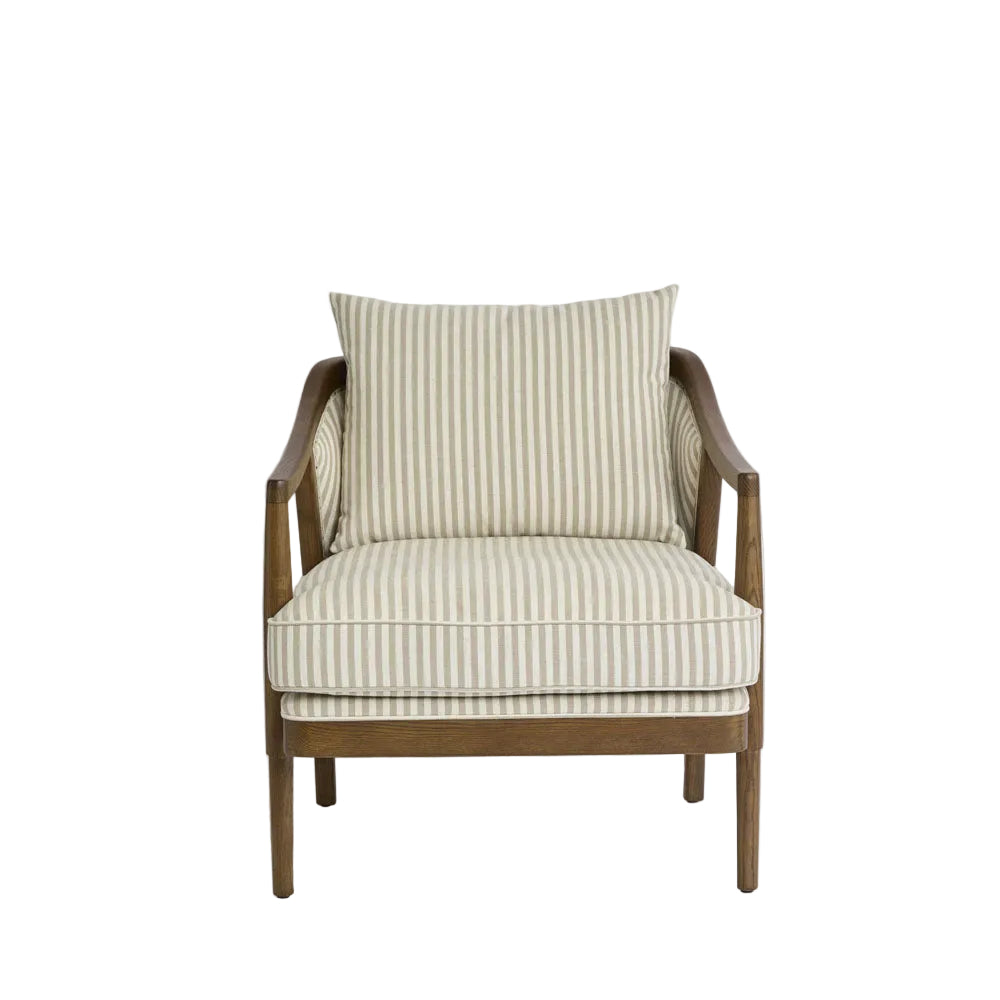 Asteria Armchair Darkwood & Beige Stripe
