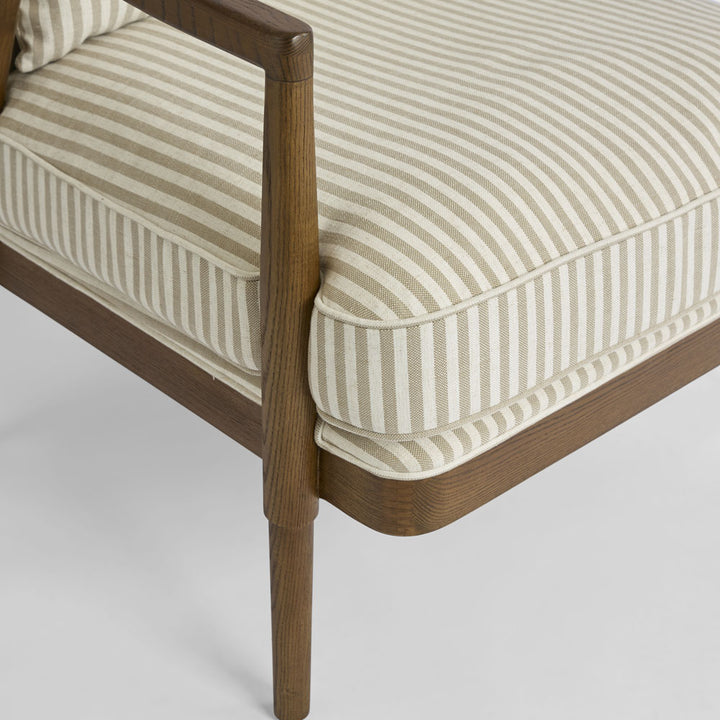 Asteria Armchair Darkwood & Beige Stripe