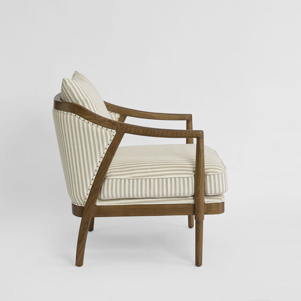 Asteria Armchair Darkwood & Beige Stripe