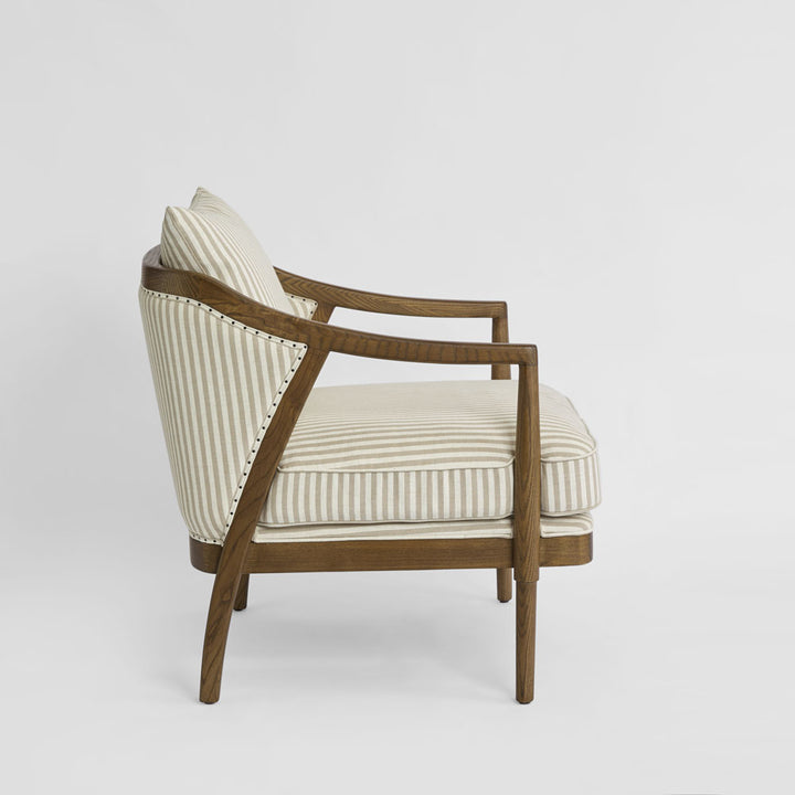 Asteria Armchair Darkwood & Beige Stripe