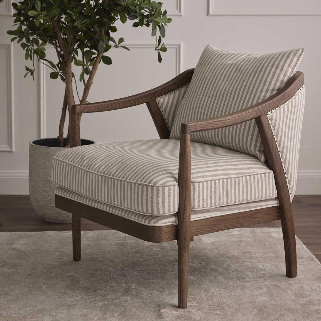 Asteria ArmchairDarkwood & Beige Stripe