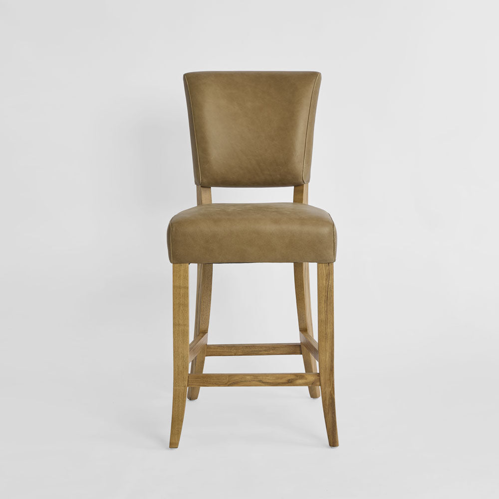 Claude Oakwood Leather Counter Stool