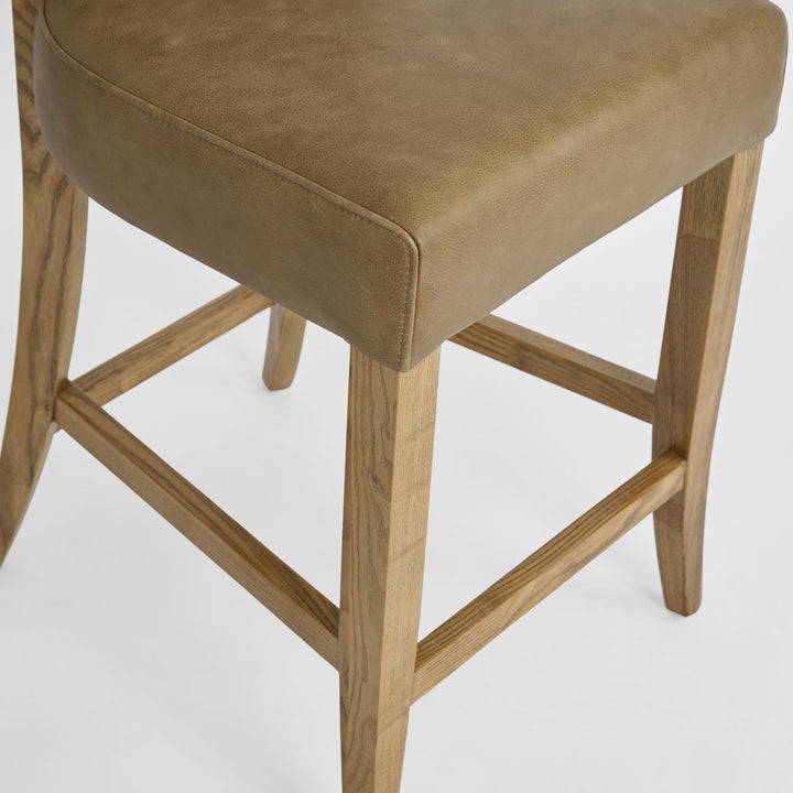 Claude Oakwood Leather Counter Stool