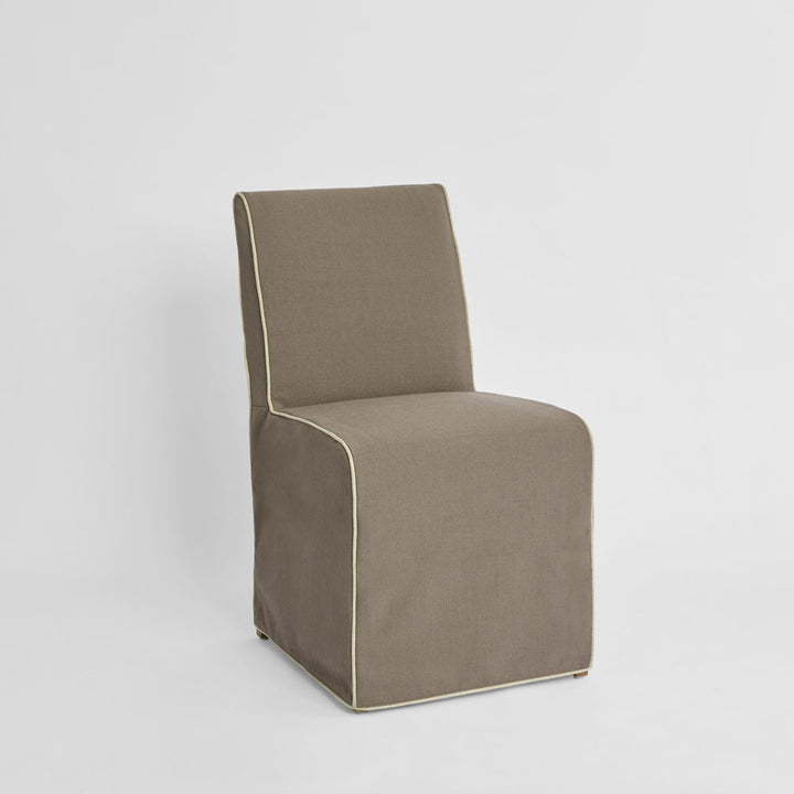 Slip Cover Only - Clifton Dining Chair Brown W/Ivory Piping
