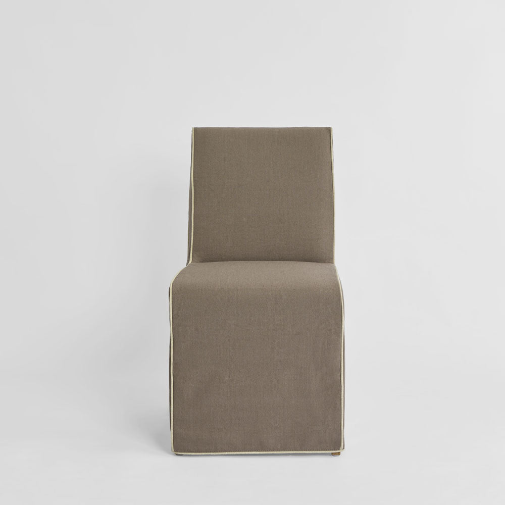 Slip Cover Only - Clifton Dining Chair Brown W/Ivory Piping