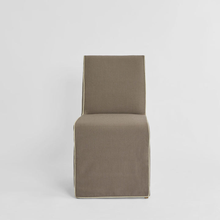 Slip Cover Only - Clifton Dining Chair Brown W/Ivory Piping