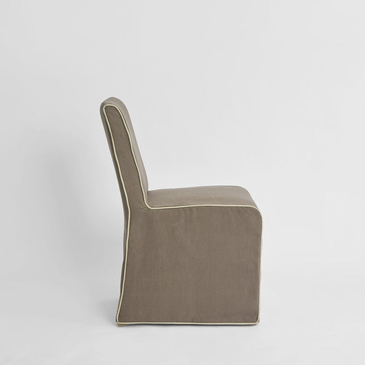 Slip Cover Only - Clifton Dining Chair Brown W/Ivory Piping