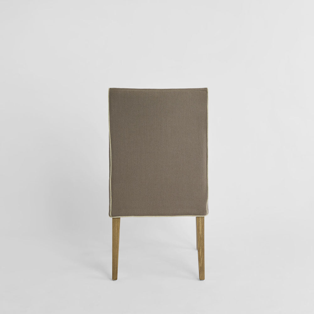 Slip Cover Only - Clifton Dining Chair Short Brown W/Ivory Piping