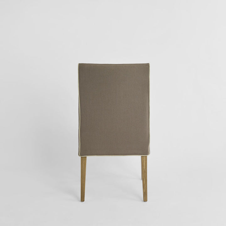 Slip Cover Only - Clifton Dining Chair Short Brown W/Ivory Piping