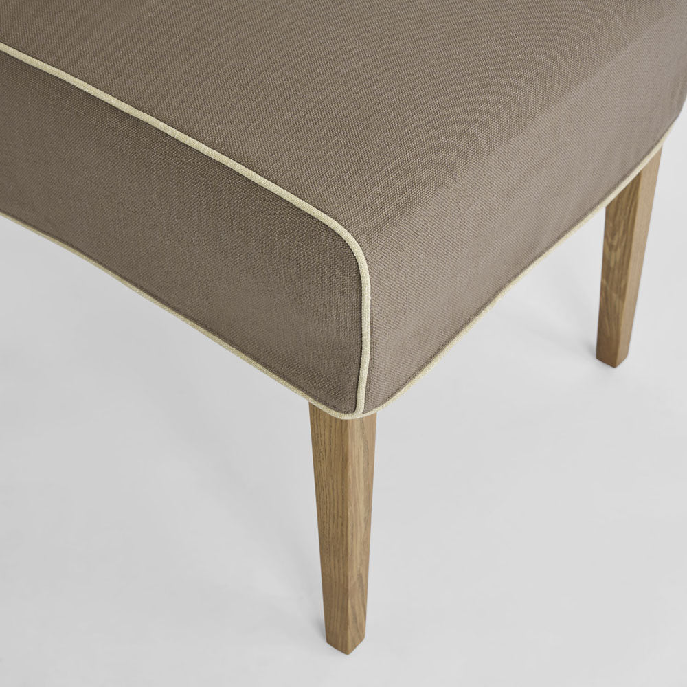 Slip Cover Only - Clifton Dining Chair Short Brown W/Ivory Piping