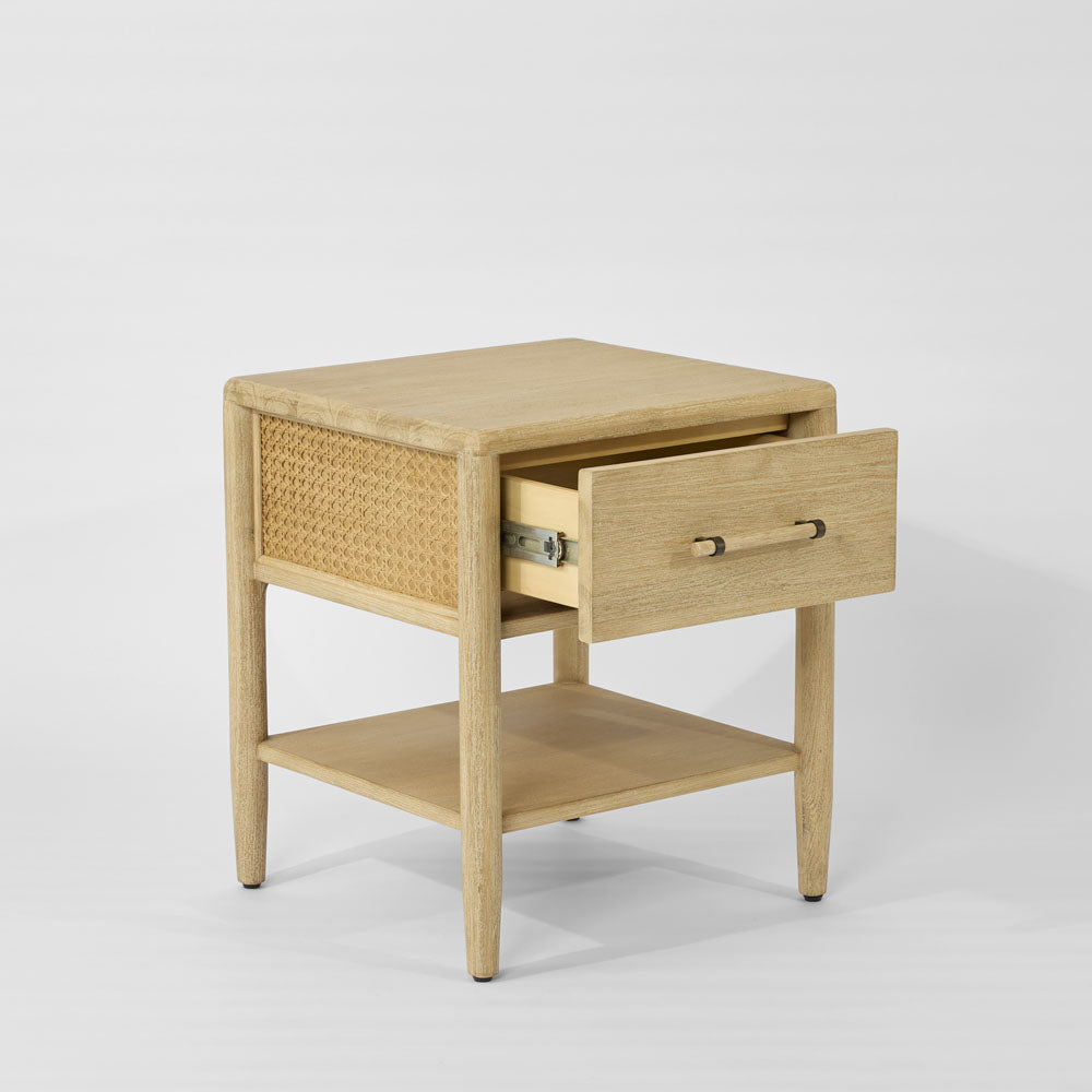 Bayview 1 Drawer Side Table Natural Whitewash