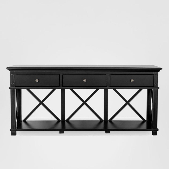 Sorrento 3 Drawer Hamptons 190cm Console Black