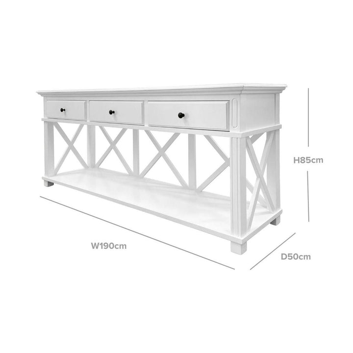 Sorrento 3 Drawer 190 cm Hamptons Console White