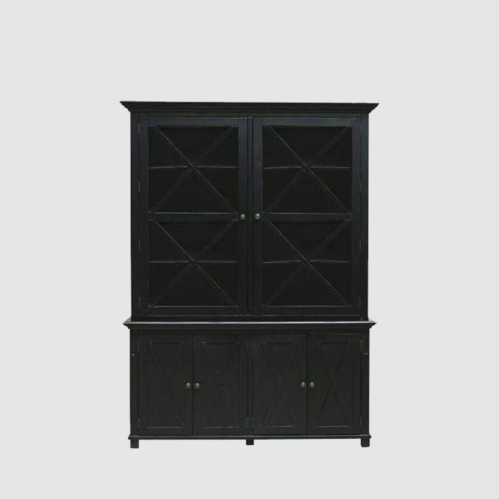 Sorrento Large Glass Door Hamptons Cabinet Black