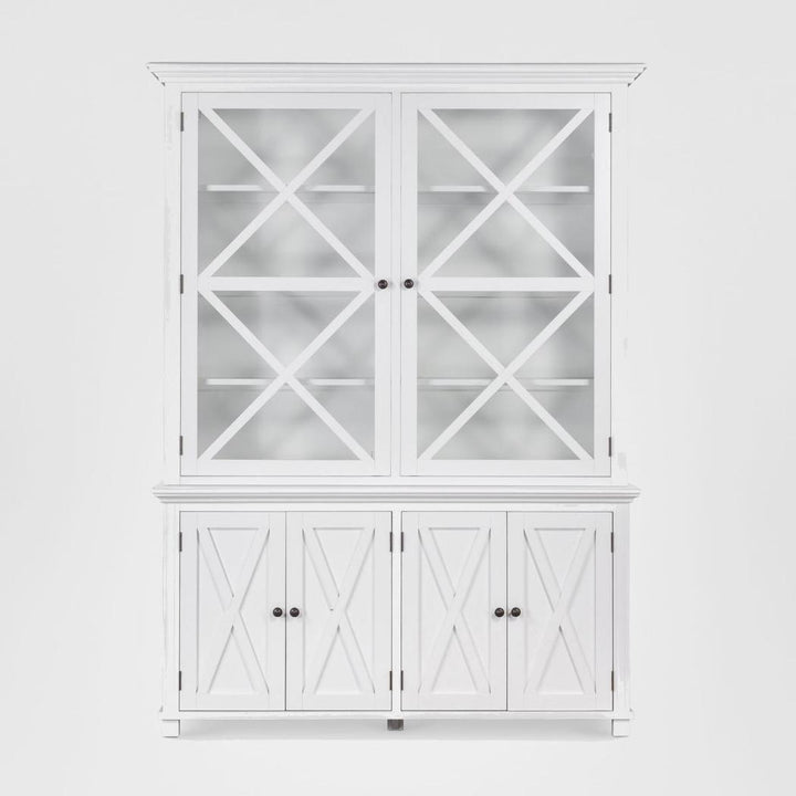 Sorrento Large Glass Door Hamptons Cabinet White