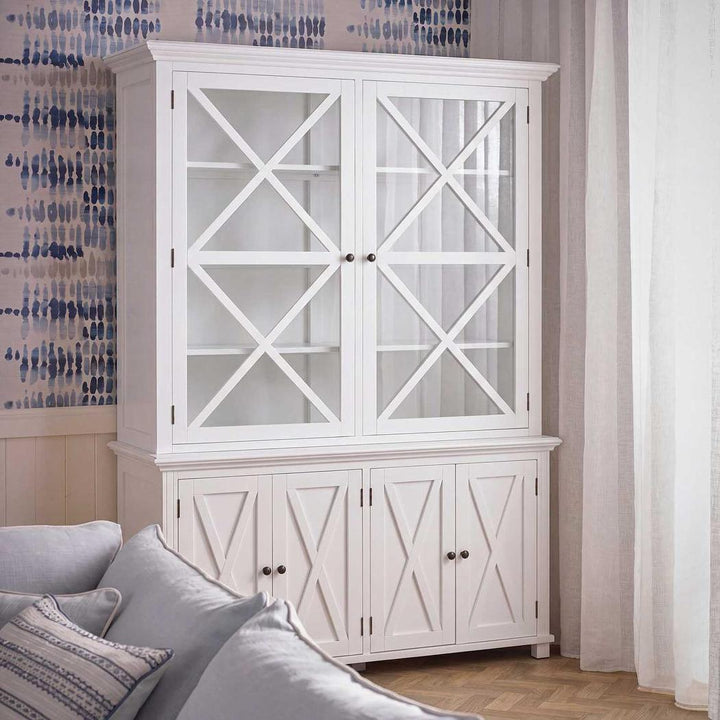 Sorrento Large Glass Door Hamptons Cabinet White