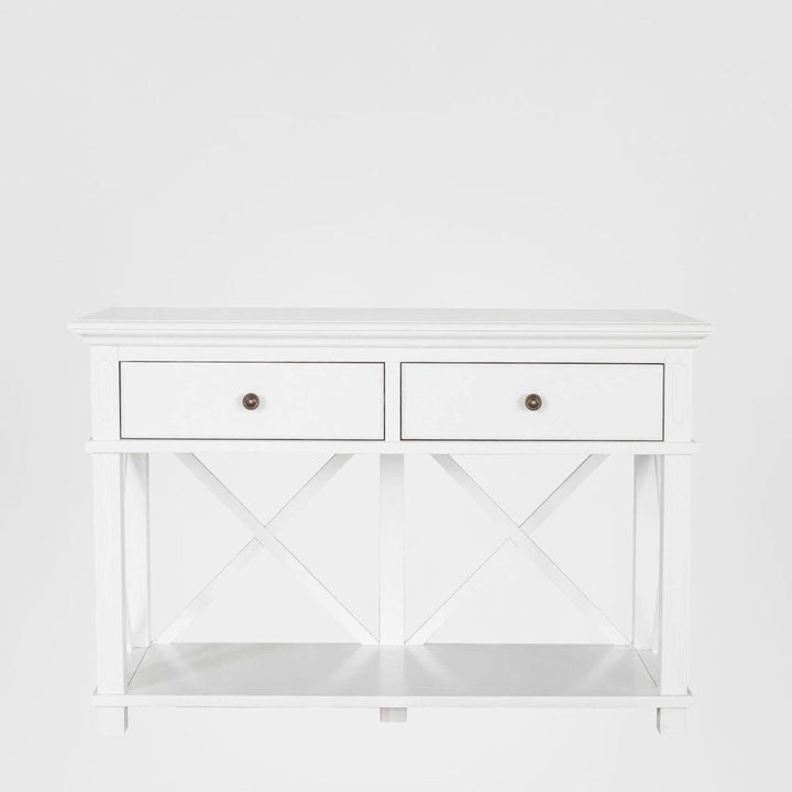 Sorrento Hamptons 130cm 2 Drawer Console White