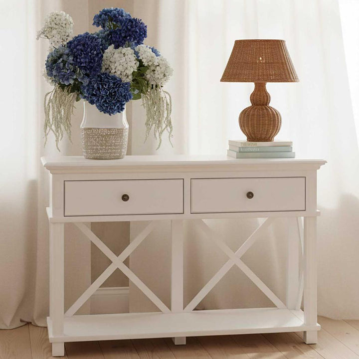 Sorrento Hamptons 130cm 2 Drawer Console White